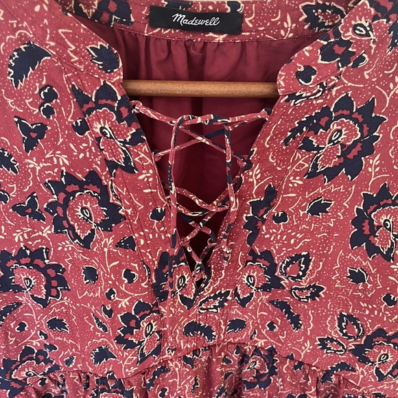 Madewell assam silk floral lace up dress size M - Picture 6 of 11